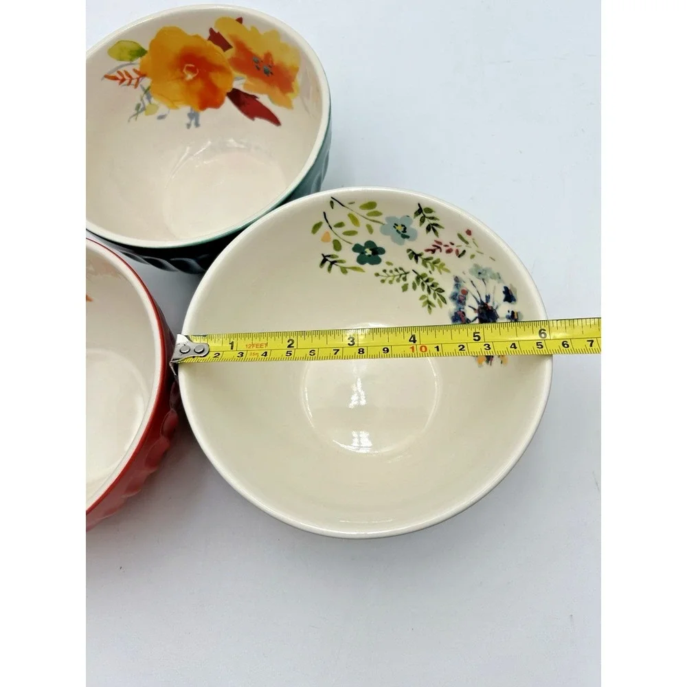Set Of 3 Pioneer Woman Kari Collection Ceramic Latte Bowls No Lids